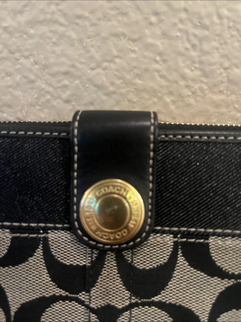 Coach Black and Grey Signature Snap-Closure Wallet
